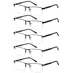 EYECEDAR 5 Pack Premium Blue Light Blocking Reading Glasses Men Metal Half Frame Spring Hinges Computer Readers for Men and Women 2.5