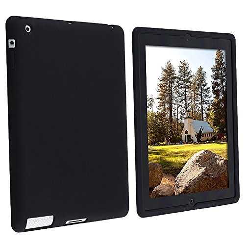 Black Gel Skin Case Rubberized Soft Silicone Cover for Apple iPad 2