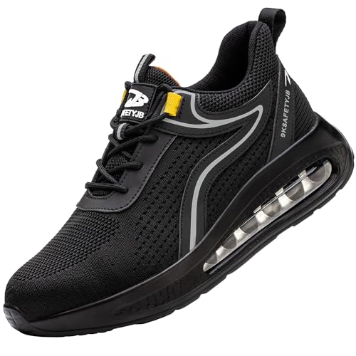 Scarpe Antinfortunistiche Uomo Leggere Scarpe Antinfortunistiche da Lavoro Uomo Donna Scarpe da Cantiere Scarpe Cucina Donna Antiscivolo Sportive di Sicurezza con Punta in Acciaio Nero Argento 43EU