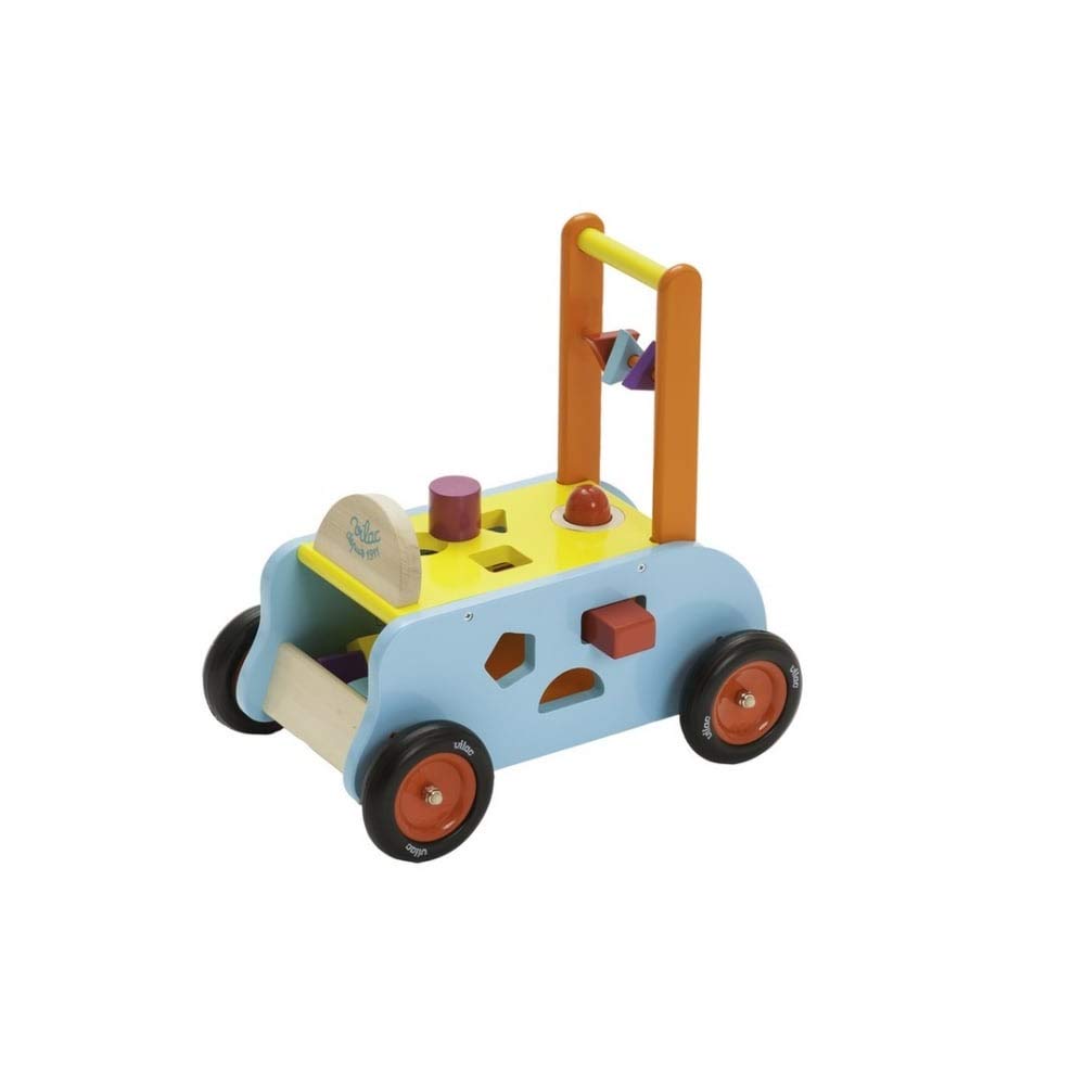 Vilac 1006S - Carro de Paseo 3 en 1: Carrito para Caminar, transportador y Mesa de Juego multiactividad