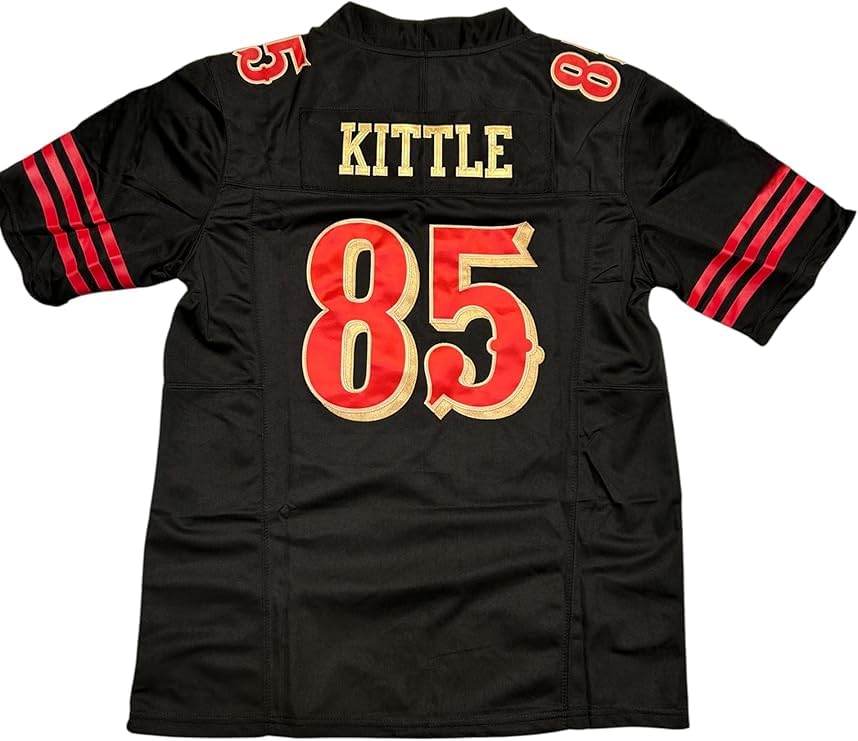 Custom Stitched George Kittle Adult Black Jersey NO Logos (US Alpha Small Regular Regular Black)
