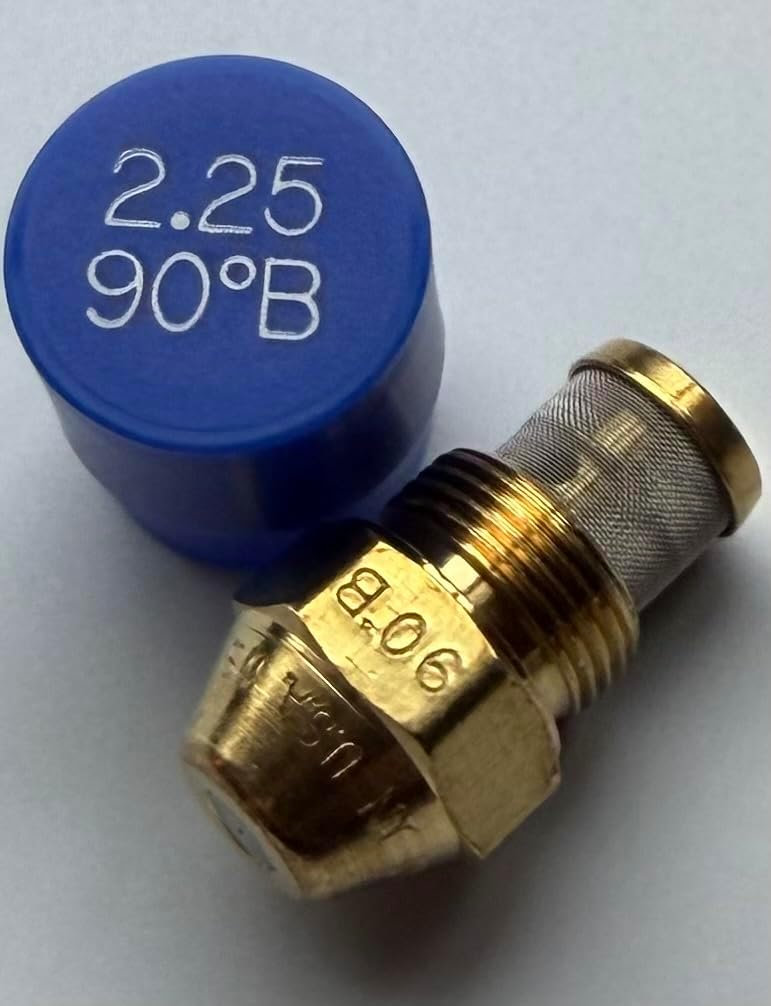 Six Pack - Oil Burner Nozzle, 2.25 90 B, Solid Spray Blue Cap 2.25 90 B Oil Nozzle 2.25 Gallons per minute with a 90 degree Solid Spray