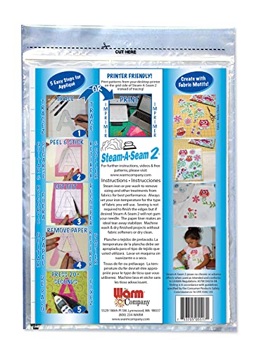 Warm Company Steam-A-Seam 2 Double Stick Fusible Web-9"X12" Sheets 5/Pkg (5517) #TOP1