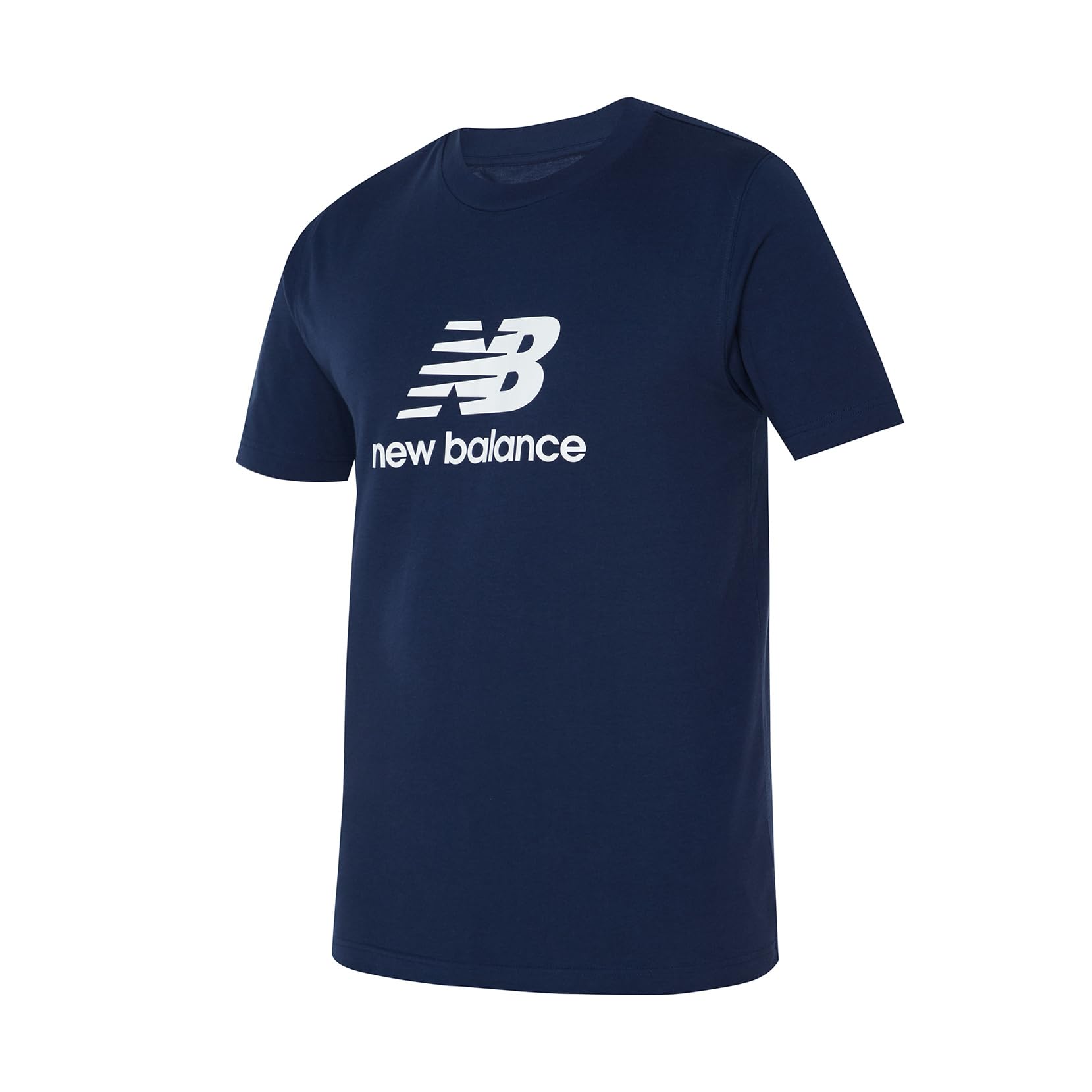 New Balance Men's Essentials Stacked Logo Tee Nb Navy Large Solid