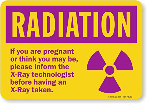 SmartSign - S-8162-EU-10 "Radiation - If You Are Pregnant Or Think You May Be, Please Inform The X-Ray Technologist" Label | 7" x 10" Laminated Vinyl Purple on Yellow