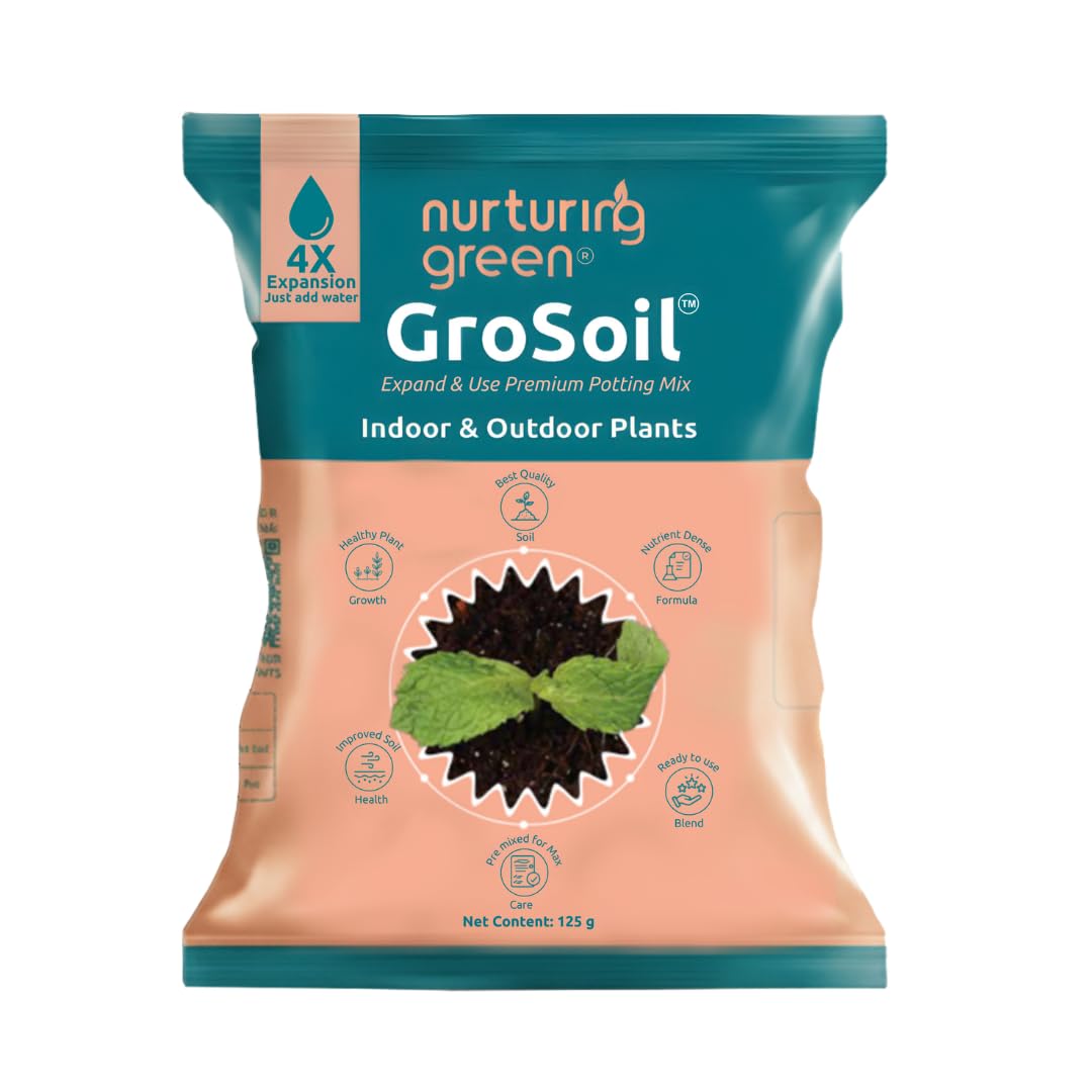 Nurturing Green® GroSoil | Makes up to 500gm of Potting Soil Mix | Nutrient-Rich Compressed Soil for Healthy Plant Growth-image-39
