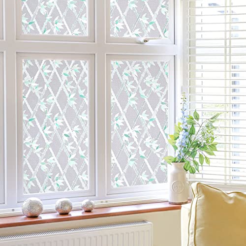 Bofeifs Privacy Window Film Rainbow Bamboo Window Clings Non-Adhesive Stained Glass 3D Window Vinyl For Home Office 35.6 X 78.7 Inches #TOP6