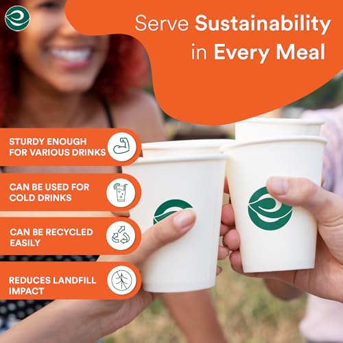 Image of ECO SOUL [350 ml, 25 Count] Disposable White Paper Cups| Plastic-Free Aqueous Coated | Eco-Friendly & Biodegradable Cups | Use & Throw Party Glasses | Ideal for Tea, Coffee & Water | 280 GSM