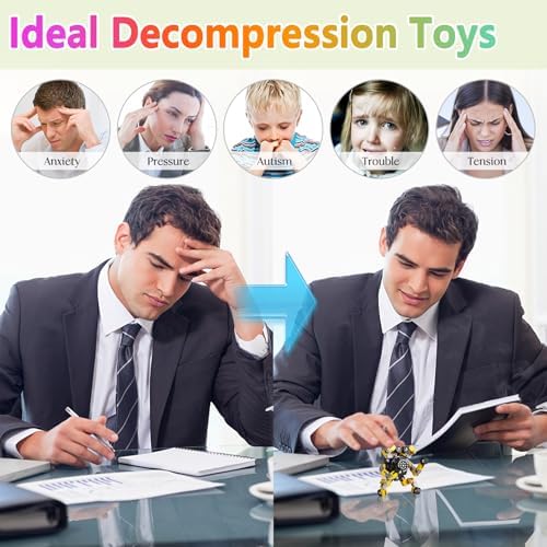 Gokeey Transformable Fidget Spinners Toys 4 Pcs for Kids and Adults Stress Relief Sensory Toys for Boys and Girls Age 8-13 Fingertip Gyros Party Favors Birthday Gifts for Teens Road Trip Travel Toy - 3