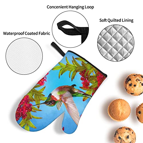 Spring Bird Hummingbird Oven Mitts And Pot Holders Sets 4 Piece Set Heat Resistant Non Slip Oven Mitts For Cooking Baking Grilling #TOP4