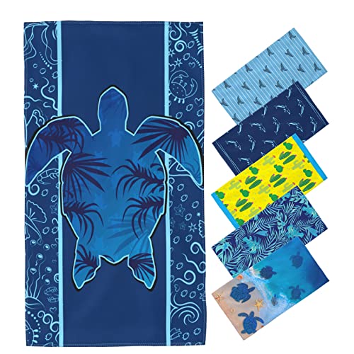 Cute Turtle Beach Towel For Adults Quick-Drying Microfiber Beach Towels Lightweight Oversized Travel Beach Towel Large Blue Bath Towel For Kids Girls Boys Teens Gifts Camping Swimmers 30 X 60 Inch #TOP1