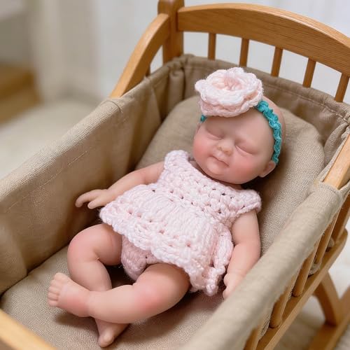 Muñeca bebé reborn de silicona 4.5 pulgadas con kit de alimentación miniatura 4