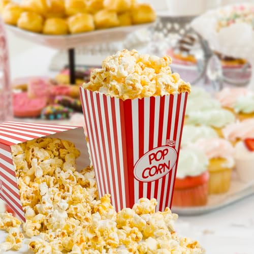 Image of SNAIL GARDEN 30 Pcs Popcorn Boxes (20Pcs 46oz + 10Pcs 16oz),Disposable Movie Night Snack Buckets, Durable Red /White Cardboard Food Containers for Family Party, Picnic, Festivals
