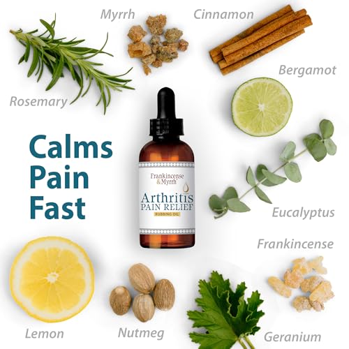 Frankincense & Myrrh Arthritis Pain Relief Rubbing Oil – Arthritis Pain Reliever with Frankincense Essential Oil for Sciatica, Lower Back, Neck, Hands, Knees, Joints and Shoulders, 2 fl.oz. - 1 Pack