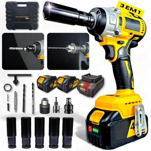 Chave de Impacto 48V e Parafusadeira com Bateria de 10000mAh - Potência e Longa Duração para Reparos