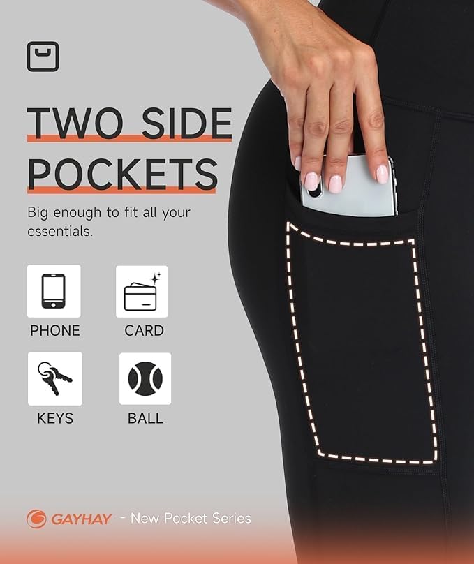 GAYHAY Leggings with Pockets for Women - High Waisted Tummy Control Workout Yoga Pants for Gym Running - Image 5
