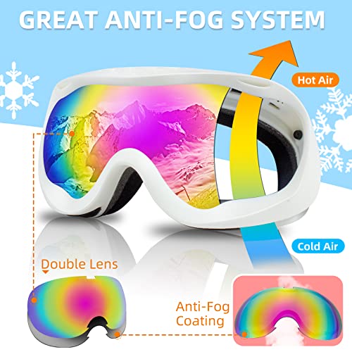 Keary Kids Ski Goggles Snowboard Goggles, Anti Fog Skiing Snow Goggles For Boys Girls Youth, Uv Protection Snowboarding Goggles Over Glasses Helmet Compatible, Kid Winter Sport Snowmobile Goggles Otg #TOP3