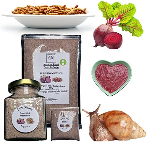 Bugznbits Giant African Land Snail Food, 100% Organic Blend with Beetroot & Meal worm, Also Great for Millipedes & Hermit Crabs (30g Sample pack)