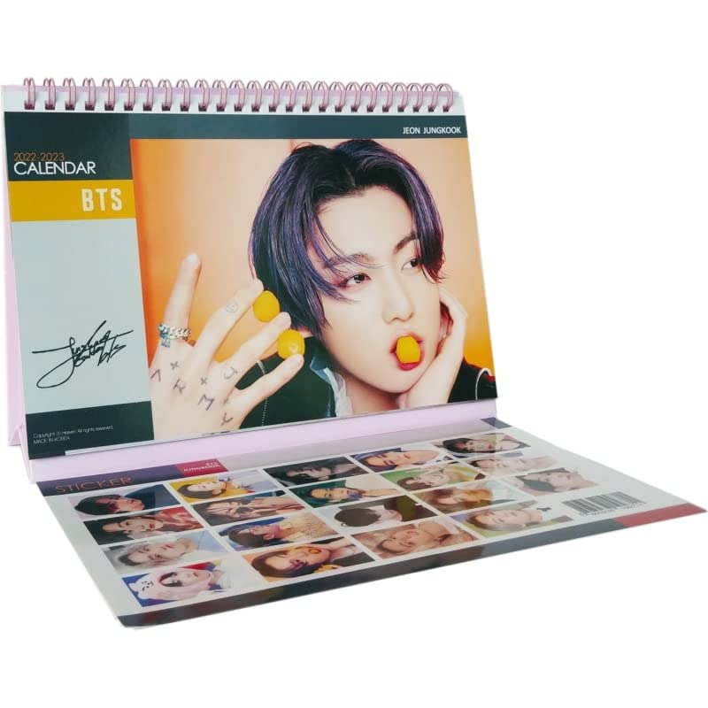 2022-2023 BTS JUNGKOOK Desk Calendar with Stickers Set PINK Ver.