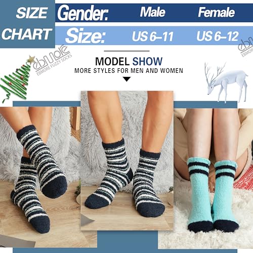 Image of EBMORE Fuzzy Socks Warm Winter Slipper Fluffy Sleep Cozy Comfy Cabin Socks for Mens Womens