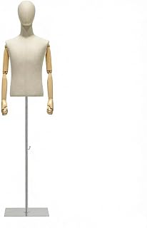Milageto Man Display Mannequin Male Torso Clothing Form Bust with Articulated Arms Covered Body Stable Stand for Professional, Color to 12, Style to 12