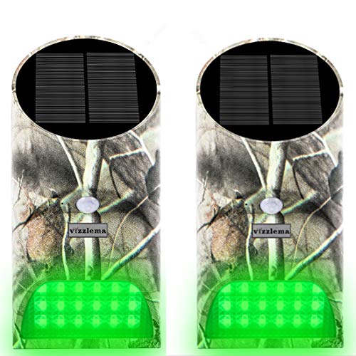 Vizzlema Feeder Hog Light Outdoor Solar Feeder Light for Hunting with Motion Sensor and Green Light for Game Animal Hunting (Pack of 2)