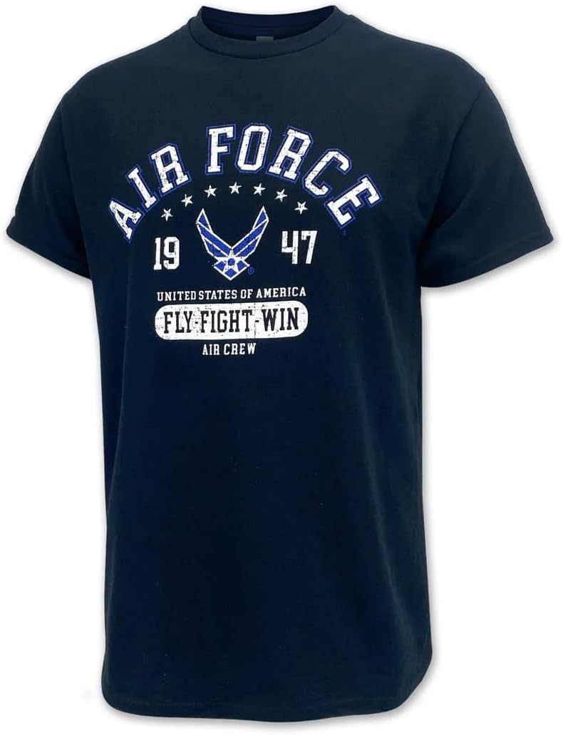 Armed Forces Gear Air Force Distressed Fly Fight Win T-Shirt (Black)