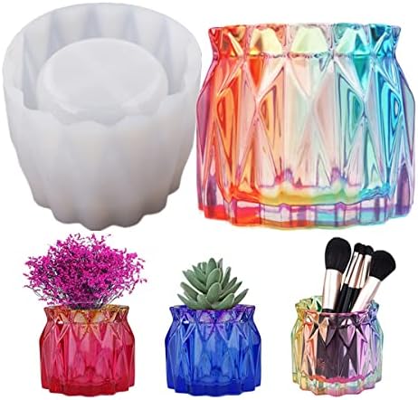 Cup Resin Moulds Makeup Brush Holder Silicone Molds for Resin Casting Storage Box Jewelry Jar Pen Holder Flower Vase Epoxy Molds DIY Crafts Candle Holder