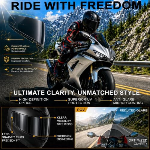 Image of PSLER Shatterproof Helmet Visor for R330 T520 ST1400 R1 Air 391,Black