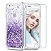 Maxdara iPhone 8 Case, iPhone 7 Glitter Liquid Women Case [Tempered Glass Screen Protector] Floating Bling Sparkle Luxury Pretty Protective Girls Case for iPhone 6/6s/7/8 4.7 inch (Purple)