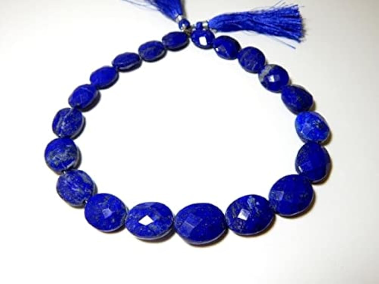 Lapis-lazuli perles ovales à facettes, pierres naturelles de 12'' pour créer vos bijoux d'été