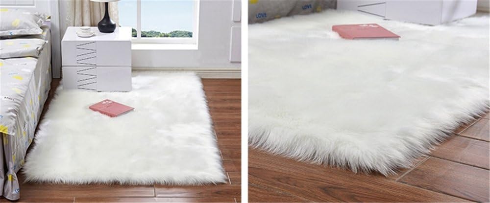 Meng Ge Luxury Soft Faux Sheepskin Fur Area Rugs for Bedside Floor Mat Plush Sofa Cover Seat Pad for Bedroom Area Rugs Runner Rug 2x6ft