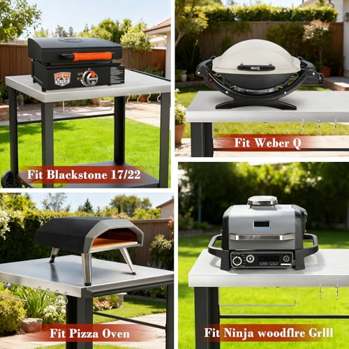 Image of Grill Table Stand with Wheels, 24.4 inch x 38.3 inch x 30.9 inch