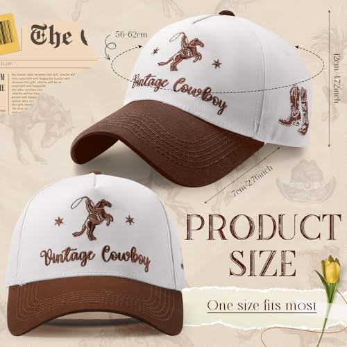Image of JaGely Two Tone Western Cowboy /Cowgirl Trucker Hat for Women Men Gift Vintage Embroidered Country Baseball Cap