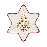 Villeroy und Boch Winter Bakery Delight Große Schale in Stern-Form, Premium Porzellan, Weiß/Rot/Beige