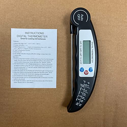 Auroh Food Thermometer with High Accuracy, Digital Cooking Thermometer with Foldable Long Probe + LCD Display, Instant Read Meat Thermometers for Kitchen Cooking, BBQ, Milk - Image 4