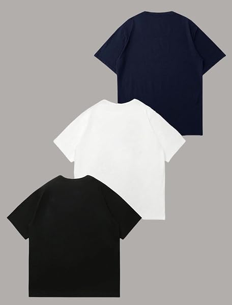 Paquete de 3 camisetas estampadas de manga corta con cuello redondo para niños de 8 a 14 años - 5