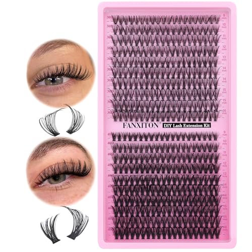 Image of FANXITON Lash Clusters Wispy 30D+40D Lashes Clusters 400pcs Eyelash Clusters D Natural Cluster Eyelash Extensions 9-16mm Mix Individual Lashes for Beginners