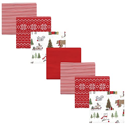 Image of Hudson Baby Unisex Baby Cotton Flannel Receiving Blankets Bundle, Christmas Forest, One Size