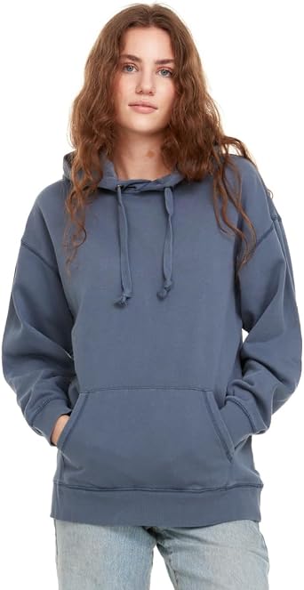 Pure Essence Garment Dye Long Sleeve Pullover Hoodie for Women, Fleece Hooded Sweatshirt with Front Pocket and Drawstring