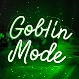 Goblin Mode Neon Sign Wall Decor for Bedroom, Living Room, Man Cave, Birthday Party, Goblin Mode Glow Neon Light, Dimmable, USB Power, Green(14.1