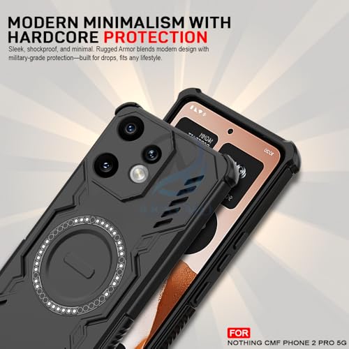 Image of AESTMO Back Case Cover for Nothing CMF Phone 2 Pro 5G | Magnetic Case with Built-in Metal Ring | Compatible with MagSafe Accessories | Shockproof Hybrid (PC + TPU, Black)