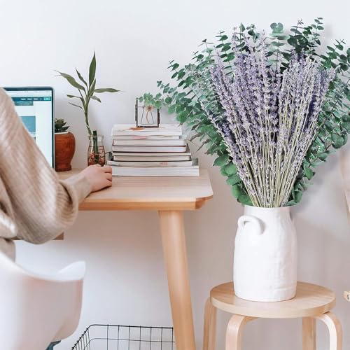 110 Pcs Dried Preserved Eucalyptus Stems & Lavender Flowers Bundles for Shower,17'' Natural Real Live Eucalyptus Leaves Hanging Lavender Shower Plant, Shower Plants Natural Fragrance Home Decor (110)