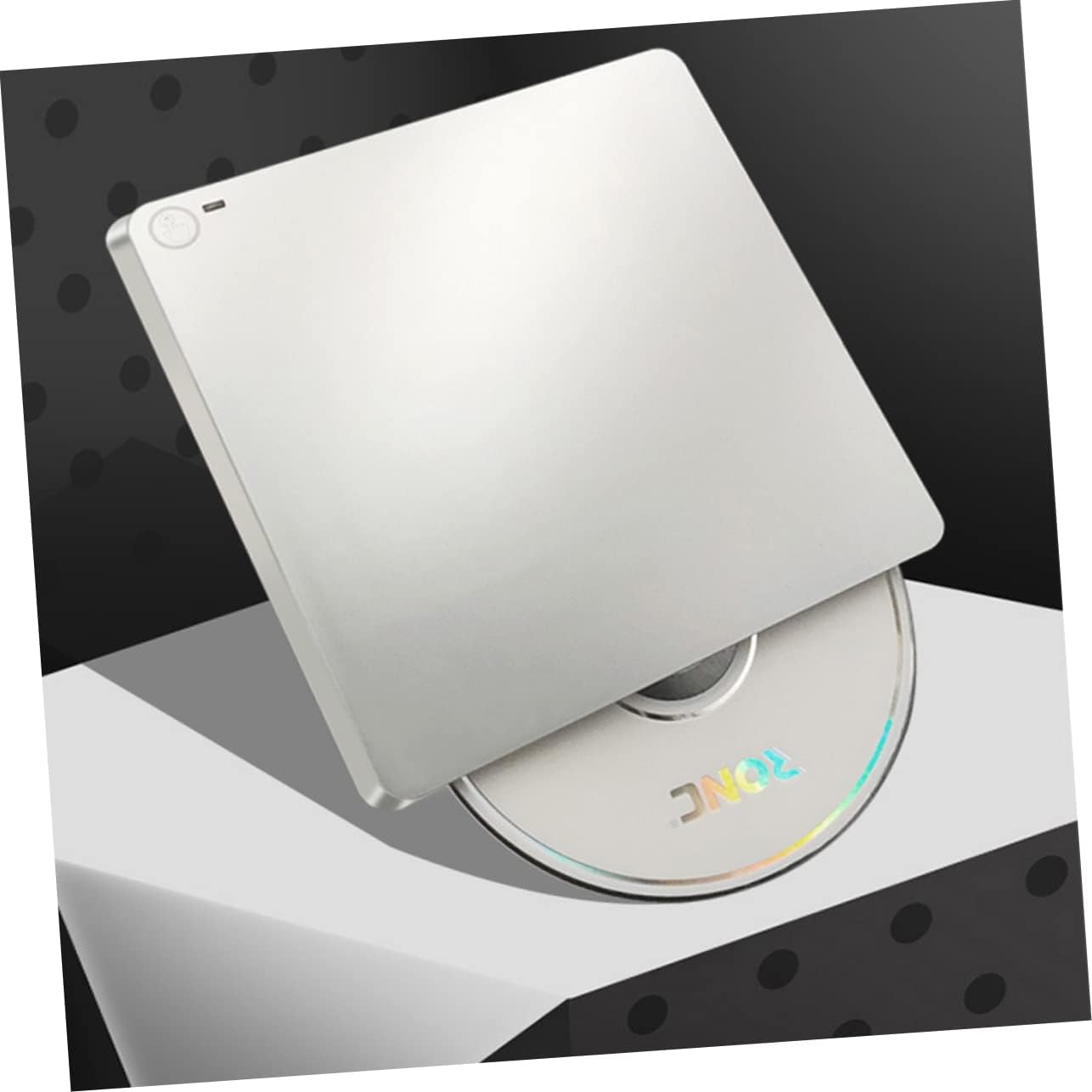 TEHAUX 3.0 Type-C External DVD Burner for Home Office Use Dual DVD Suction Type Drive Portable Silver Writer