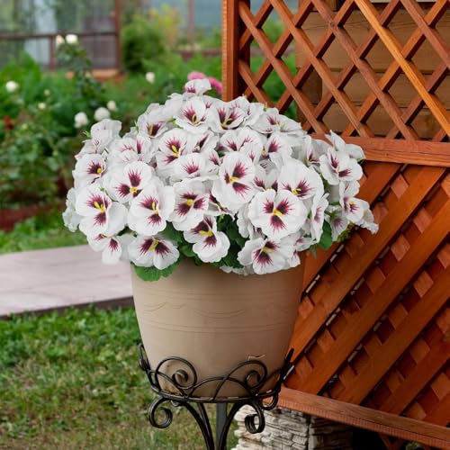 HAIDOLIANG Artificial Flowers for Outdoor, 8 Bundles Silk Faux Pansies Fowers,UV Resistant Fake Pansy Flowers for Outdoor Planters Home Garden Office Patio Front (White) — view 6