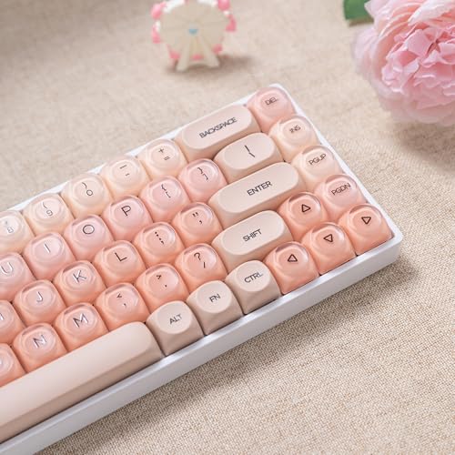 Image of Guffercty kred HOA Profile Keycaps Set 132 PCS - PBT Cute Keycaps 75 Percent Compatible with Cherry MX Switch 60% 65% 75% 100% Mechanical Keyboards for Gaming & Office (Beige Liquid Foundation)