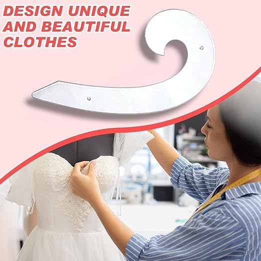 Prabhas Designs White French Curve and arm Hole Curve Combo || Used for arm Hole Pattern Drafting, Sleeve Cutting Pattern Template || Useful for Tailoring, Fashion Designing 3