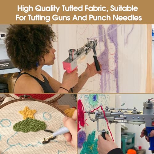 79" x 79" Large Tufting Cloth, Primary Tufting Cloth with Marked Lines for Tufting Guns, Four Edges Sewn Monks Cloth for Punch Needle Tufting Rug DIY Crafts by Sukhumvit - Used condition - Image 5