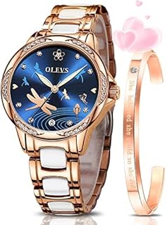 Sponsored Ad - OLEVS Watches for Women Automatic Mechanical Self Winding Rose Gold Ladies Watch Diamond Dress Ceramic Brac...