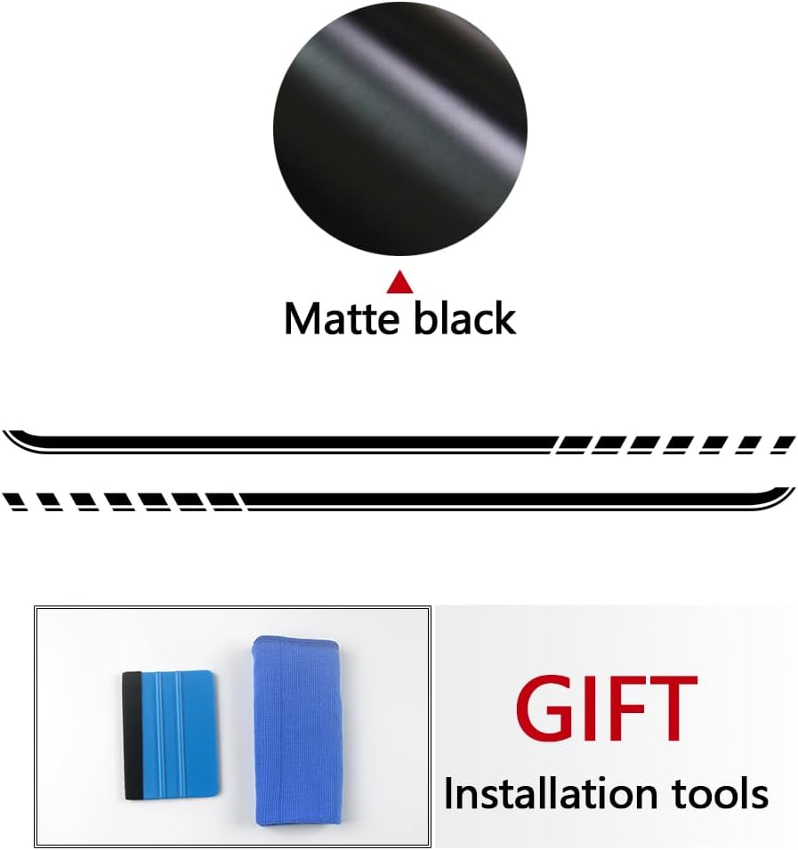 2pcs Car Body Up Side Racing Stripes Decal Stickers Compatible with Jeep Wrangler 4-Door JK (2007-2018) & JL (2018-2022) Accessories (Matte Black)